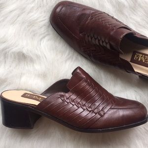 Ipanema Brown Leather Open Back Heeled Mules